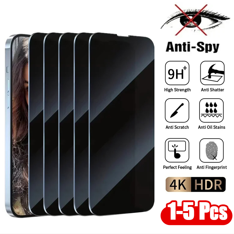 Phone Accessories Store - 1-5Pcs Anti Spy Tempered Glass For