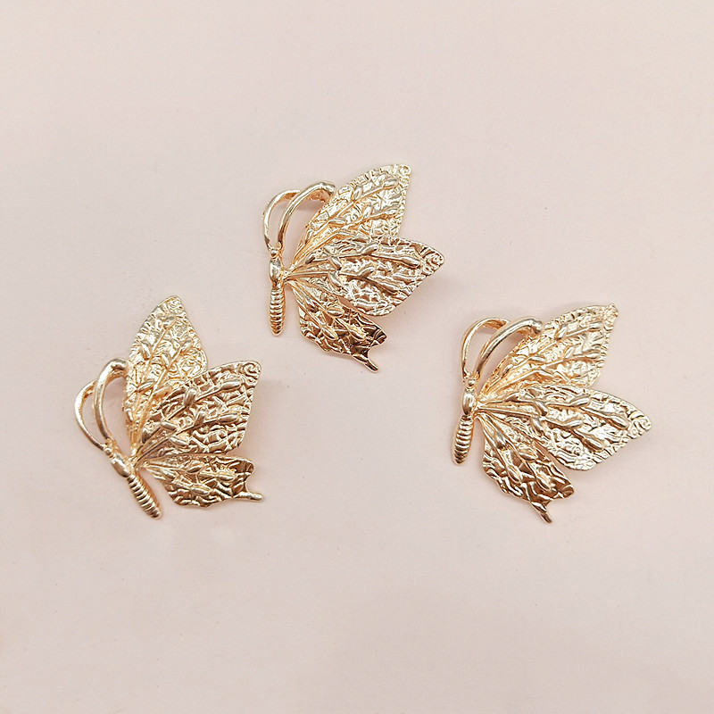 Phone Accessories Box Set - 10 Pcs Alloy Golden Butterfly Buttons