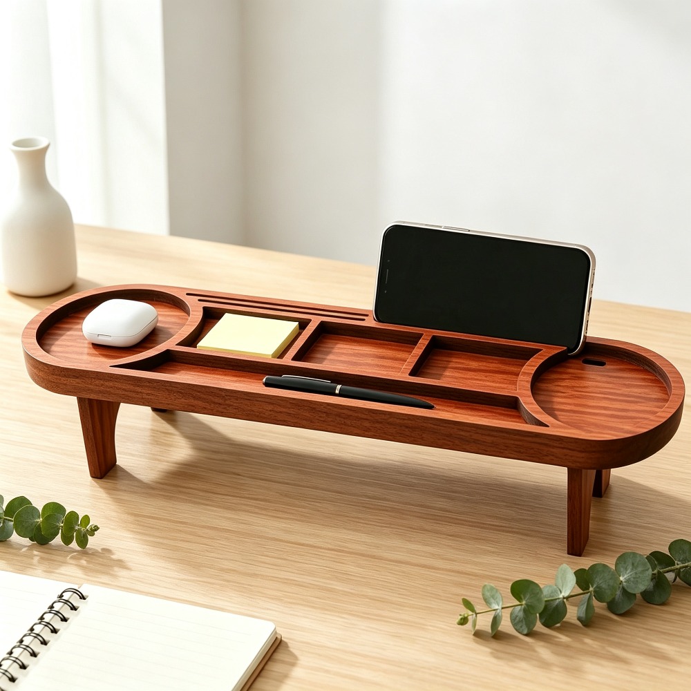 Wooden Desk Organizer with Pho - Phone Accessories Rack recension och pris