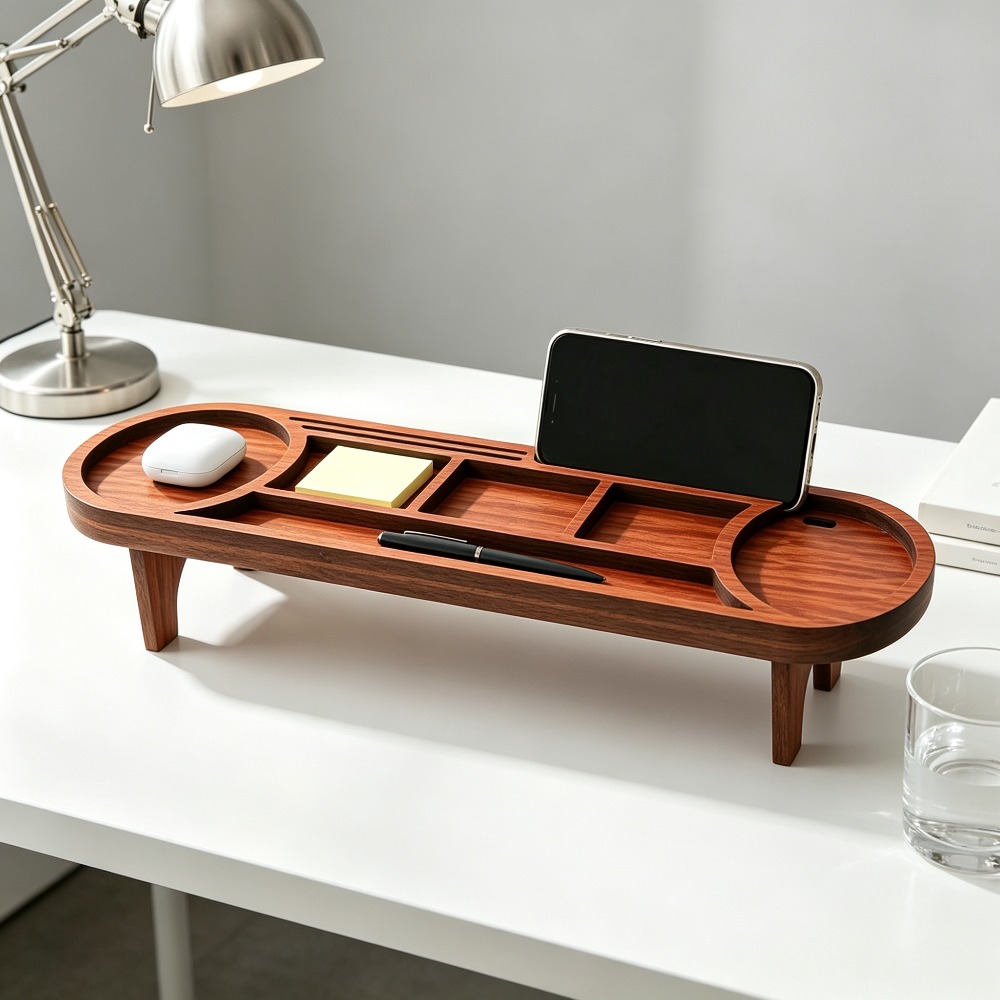 Wooden Desk Organizer with Pho - Phone Accessories Rack recension och pris