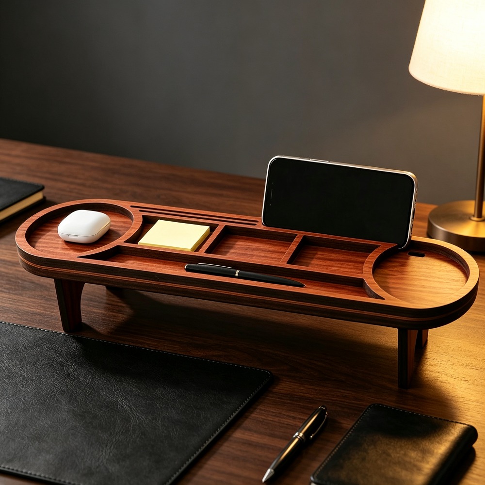 Wooden Desk Organizer with Pho - Phone Accessories Rack recension och pris